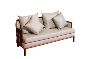 ที่นั่งโซฟาหนังไม้แอช2-Seater หรูหราพร้อมกรอบตกแต่งสำหรับห้องนั่งเล่นโรงแรมหรือเฟอร์นิเจอร์วิลล่า - Product Image 2