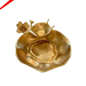 Chip de aluminio de decoración de alta calidad y acabado dorado Dip para servir alimentos - Product Image 1