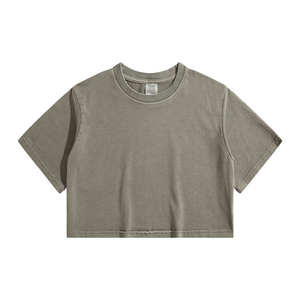 Crop top unisexe d'été surdimensionné imprimé en coton et fibre de bambou, couleur unie, respirant, écologique, séchage rapide, jersey doux et décontracté - Product Image 1