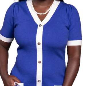 Vestido ajustado azul y blanco con botones para miembros de hermandad, perfecto para reuniones de Capítulos y ocasiones griegas formales - Product Image 2