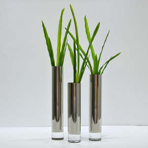 Florero Cilíndrico de Metal con Acabado de Espejo, Decoración de Mesa para Interiores del Hogar, Centro de Mesa para Arreglos Florales, Estilo Moderno Premium - Product Image 5