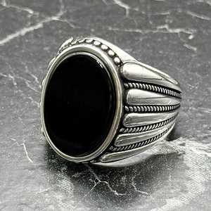 Handmade Ottoman Vintage Turkish Jewelry Men's Black Onyx Silver <b>Ring</b> Hip-Hop Style Masculine <b>Statement</b> <b>Ring</b> for Engagement - Product Image 3