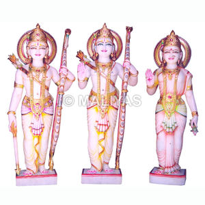 รูปปั้นราม ลักมาน ศิตา ทำจากหินอ่อนสีขาว งานฝีมือ สำหรับบูชาในบ้านหรือวัด - Product Image 1