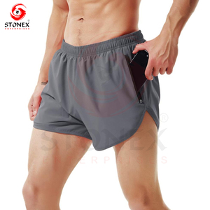 Shorts de sport pour hommes avec logo personnalisé, grande taille, athlétiques, pour la course à pied, la salle de sport, avec poches, OEM - Product Image 2
