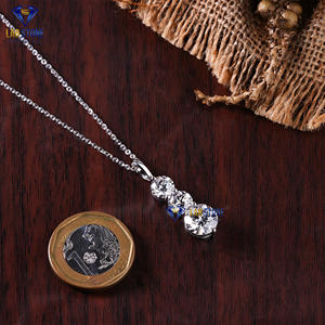 Colgante de oro blanco con diamante de corte redondo TDW 5,60 de Labstone / Shine Beyond Compare Pendant/color de la EF-VS - Product Image 5