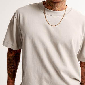 Vente en gros-T-shirts de luxe personnalisés T-shirt en coton pour homme Streetwear T-shirt surdimensionné côtelé à col rond et à épaules tombantes T-shirt lourd pour homme - Product Image 4