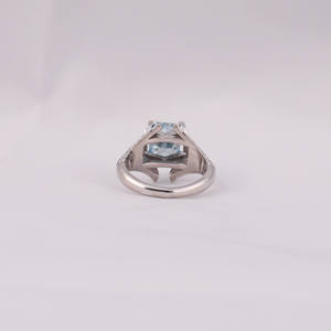 Custom <b>Split</b> Shank Blue Radiant Cut Lab Grown Diamond Engagement <b>Rings</b> in 18KT Solid White Gold Trendy Stylish <b>Ring</b> - Product Image 4