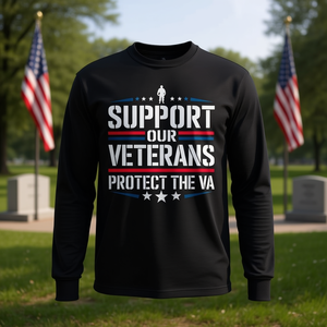 T-shirt à manches longues « Supportez nos anciens combattants, protégez le VA » - Product Image 3