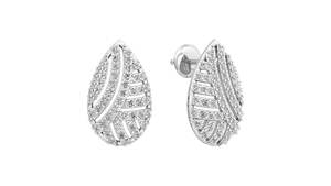 Ensemble de colliers de fiançailles en or blanc pour mariage Boucles d'oreilles en diamant naturel cultivé en laboratoire pour les fêtes de femmes-Bijoux en argent Cadeau parfait - Product Image 2