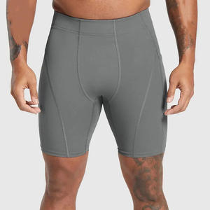 Novedad: Pantalones Cortos de Compresión para Hombre con Logotipo Personalizado, para Gimnasio y Running, de Spandex/Poliéster, Estilo Casual Sólido, con MOQ Bajo - Product Image 1