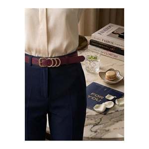 Ceinture fine pour femme à boucle carrée, ceinture de taille, ceinture pour robe, ceinture pour jupe, ceinture pour pantalon - Bourgogne - Product Image 1