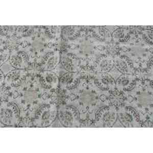 Tapis en laine turque vintage de 3.8x6,7 pieds, tissage plat en patchwork beige et vert avec support en latex pour décorations de salon - Product Image 5