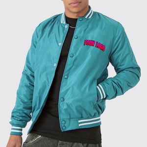 Veste de baseball en satin brodée de haute qualité avec logo personnalisé, pour femmes et hommes, col montant, imperméable - Product Image 5