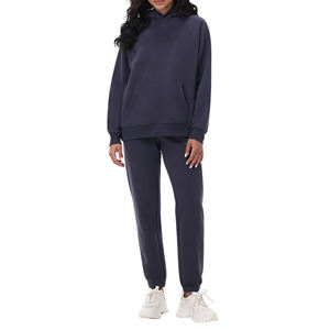 Sweat-shirt à capuche oversize pour femme, épaules tombantes, polaire lourd, écologique, avec logo personnalisé, pull - Product Image 1