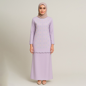 Bunga Raya Modest BAJU KURUNG SET Polyester Breathable Plus Size Floor Length Long Sleeve <b>Wedding</b> & Eid Design - Product Image 4