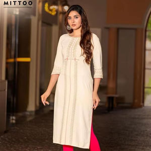 Mittoo Saayra Heavy Rayon Foil Print Indian/Pakistani Traditional Reversible Casual Loose Fit <b>Kurtis</b> <b>Women</b> Diwali Wedding Online - Product Image 1