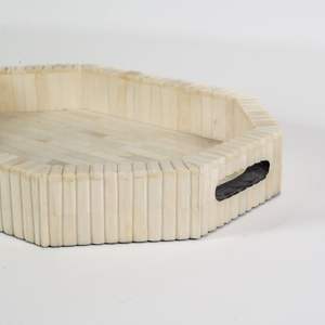 Factory Hot Sale <b>Ramadan</b> Eid Gift Round Acacia Wood Resin Inlay <b>Chocolate</b> Serving Tray Bone Inlay Dessert Serving Tray - Product Image 2