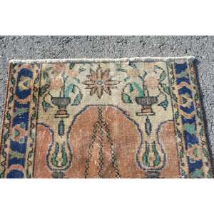 พรมขนสัตว์ตุรกีวินเทจรักษ์โลก ขนาด 23 x 29 ฟุต สีส้มน้ำเงิน ลายปะติดปะต่อ ทอแบบเรียบด้วยยางลาเท็กซ์ สำหรับตกแต่งห้องนั่งเล่น - Product Image 5