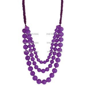 Handmade Women Necklace Resin Big Beads and <b>Leather</b> <b>Cord</b> Statement Chunky Beaded Necklaces Fashion Jewelry - Product Image 3