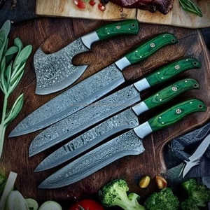 Vente chaude Professionnel En Acier Damas Chef Couteau Ensemble 5 Pcs Palissandre Manche En Acier Artisanat International Écologique Logo Personnalisé - Product Image 4