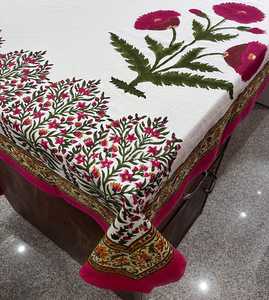 100% coton élégant fabriqué à la main imprimé floral couverture de Table traditionnel Artisan Design Rectangle main bloc imprimé couverture de Table - Product Image 3