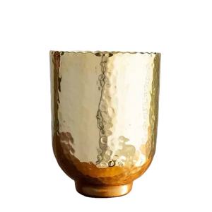 Planteur de fleurs plaqué or, Pot rond décoratif de jardin en métal, meilleure qualité, à bas prix - Product Image 1