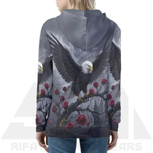 Sudadera con Capucha de Invierno para Mujer, Tejido de Rizo, Ligera, Transpirable, de Secado Rápido, Ecológica, con Logotipo Frontal Personalizable por Sublimación, Diseño de Águila - Product Image 4