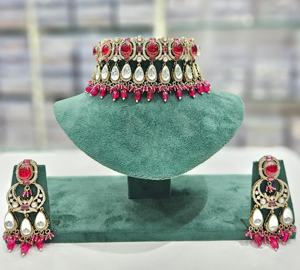 Collar de joyería victoriana maravilloso indio Real Kundan calidad superior oro antiguo perla gota gargantilla collar con pendientes - Product Image 2