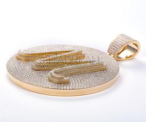 Colgante personalizado de Plata de Ley 925 'M' con diseño personal chapado en oro Bling Sparkle Moissanite Diamond Iced Letter Necklace - Product Image 2