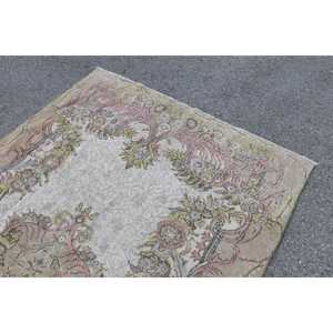 พรมวินเทจขนาด 5.6x9.6 ฟุต พรมตุรกี พรมขนสัตว์สีขาวล้วน - Product Image 5