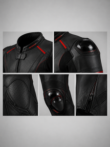 Black <b>Summer</b> Biker Moto Leather <b>Motorcycle</b> Racing Suit <b>Jacket</b> and Trousers Set Breathable Waterproof Protective Riding Gear - Product Image 5