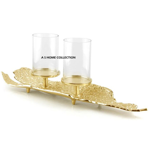 Portavelas clásico de metal, hecho a mano, moderno, en negro y dorado, para decoración del hogar y bodas, juego de 2. - Product Image 3