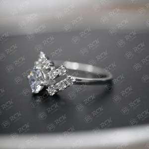 Anillo de moissanita de racimo de corte brillante redondo TCW 1,40 para mujer/anillo de regalo de aniversario para regalo de cumpleaños de amor - Product Image 4