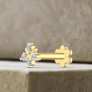 Délicat 0.039CT brillant coupe ronde diamant nez broche 14KT or Rose tenue décontracté et cadeau de mariage bijoux fins pour les femmes - Product Image 4