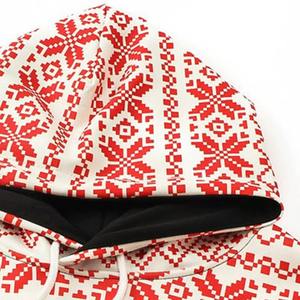 Custom Printed <b>Christmas</b> Hoodie Red White Reindeer Tree Pattern Warm Fleece Winter <b>Sweatshirt</b> Unisex Festive Holiday Knitted - Product Image 3