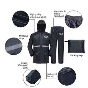 Venta caliente impermeable a prueba de viento resistente reflectante Unisex adulto motocicleta traje de lluvia chaqueta pantalones conjunto transpirable PVC - Product Image 3