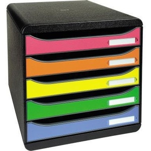 Exacompta BIG-BOX Plus DIN A4 <b>File</b> Cabinet 5 Extra-Wide Black Polystyrene Drawers with Harlequin Design 5 Drawers Unit - Product Image 1