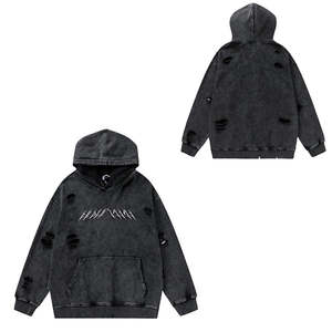 Sudaderas con capucha de lavado ácido para hombre de diseño personalizado OEM de alta calidad 100% algodón transpirable ropa de invierno estilo callejero teñido liso - Product Image 4