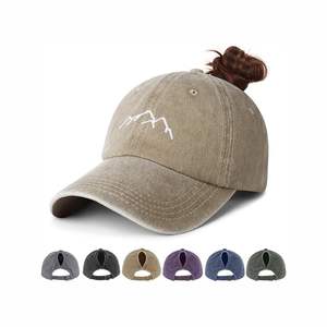 Gorras de Cola de Caballo Cruzadas al por Mayor, Gorra de Algodón Lavado para Mujer, Sombreros de Verano Elegantes para Mujer 2025 - Product Image 4