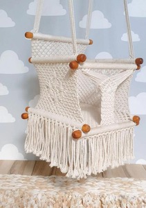Macramé fait à la main enfants balançoire chaise Boho suspendu siège intérieur extérieur amusant confortable Durable salle de jeux Patio décor - Product Image 3