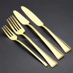 Juego de cubiertos portugueses de acero inoxidable 18/10 de alta calidad de 4 piezas de juegos de cubiertos de oro mate para alquiler de bodas y hoteles de lujo - Product Image 4