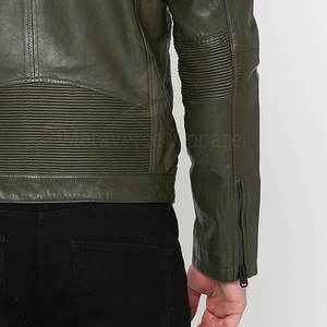 Veste en cuir décontractée pour hommes, vêtements de mode d'hiver avec col montant et fermeture à glissière, vente en gros - Product Image 5