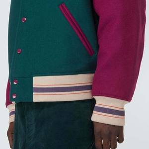 Blouson Bomber en Satin Vert et Blanc 2025 pour Hommes – Style Universitaire Équipe de Football Américain - Product Image 6