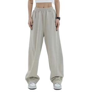 Urban Street Style Flare Baggy Pantalon de survêtement pour femme Joggers en molleton de coton avec ceinture élastique Pantalon de survêtement à coupe ample pour femme - Product Image 1