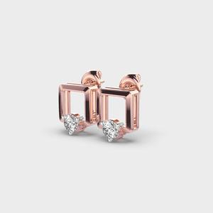 Pendientes de Diamantes Geométricos Cuadrados Cultivados en Laboratorio para Mujer, Joyería Personalizada en Oro Blanco/Rosa/Amarillo de 18K - Product Image 3
