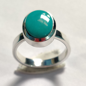 Cadeau de noël Turquoise naturelle 11x9mm pierre précieuse ovale 925 bague en argent 5.36 Gms Sleeping Beauty Cabochon bagues en argent bijoux - Product Image 5