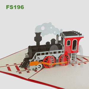 Tarjeta de Felicitación 3D Pop-up con Diseño Personalizado de Tren, Hecha a Mano, con Impresión Múltiple, Acabado Mate/Brillante, Estampado en Caliente, Arte en Papel, Souvenir - Product Image 3