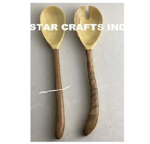 ช้อนเสิร์ฟไม้มะม่วงสำหรับร้านอาหารที่ทำจากไม้สำหรับสลัดช้อนส้อมชุดอาหารเย็นมีด้ามจับเคลือบเพื่อความปลอดภัยในการรับประทานอาหาร - Product Image 2