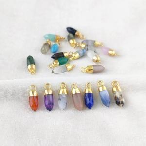 Pendentif vintage de créateur en améthyste et citrine, forme brute de 15 à 20 mm, serti clos plaqué or et rhodium, cadeau de mariage pour enfants - Product Image 4