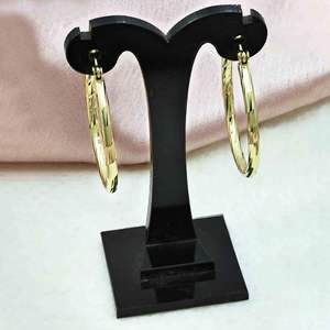 Venta al por mayor de latón de moda 14K 18K 24K chapado en oro pendientes de aro personalizados - Product Image 1